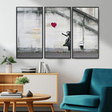 50559-MGV-CV-36X24-Banksy Girl with Balloon Wall Art – Famous Street Graffiti Canvas Print, Modern Urban Artwork for Living Room, Bedroom or Office