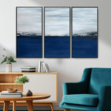 62197-MGV-CV-36X24-Abstract Ocean Wall Art – Minimalist Blue and White Canvas Print, Modern Coastal Seascape Painting for Bedroom, Living Room or