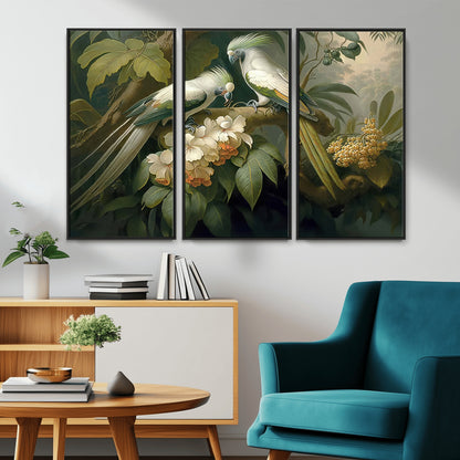 84047-MGV-CV-36X24-Tropical Birds Wall Art – Elegant Botanical Canvas Print, Exotic Nature Decor for Living Room, Bedroom or Office