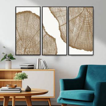 99692-MGV-CV-36X24-Tree Ring Linocut Wall Art Canvas Print, Framed Wood Cut Art Picture Print, Tree Rings Perfect Minimalist Rustic Decor Artwork