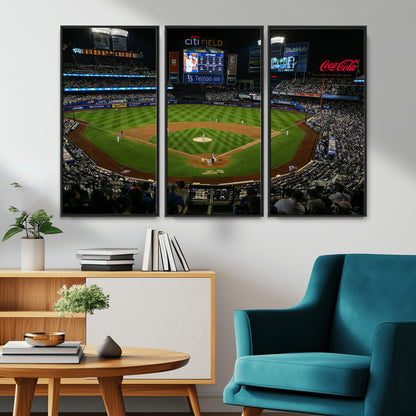 25148-MGV-CV-36X24-Baseball Stadium Wall Art – Canvas Print Night Game Packed Crowd Bright Lights Sports Photography, Dynamic Decor for Game Room,
