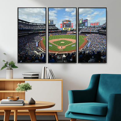 22910-MGV-CV-36X24-City Field Stadium Wall Art Canvas Print, Framed New York Stadium Art Picture Print, City Field Perfect Sport Room Decor Artwork