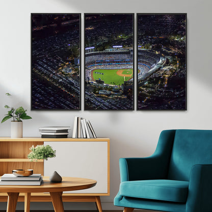 16515-MGV-CV-36X24-Dodgers Stadium Wall Art Canvas Print, Framed Baseball Stadium Art Picture Print, Dodgers Field Perfect Sport Room Decor Artwork