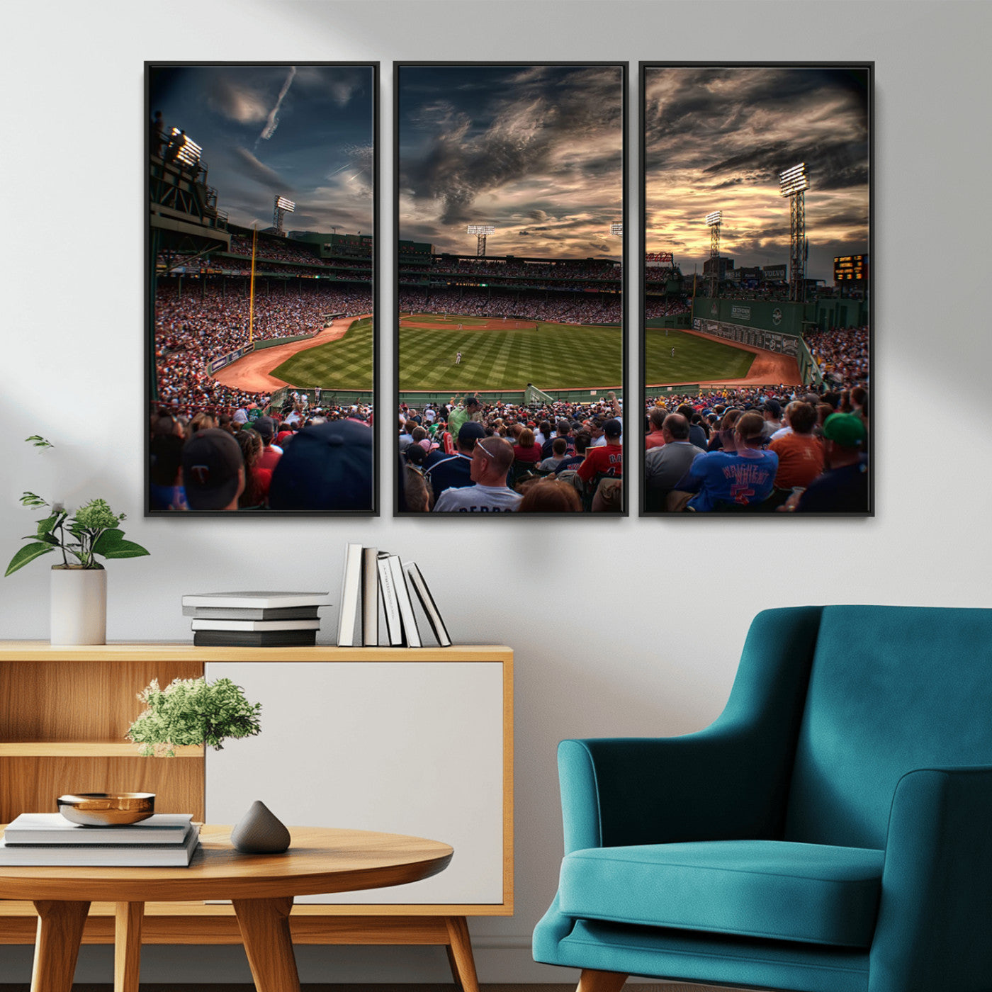 53432-MGV-CV-36X24-Fenway Park Stadium Wall Art Canvas Print, Framed Boston Baseball Stadium Art Picture Print, Massachusetts Fenway Park Perfect