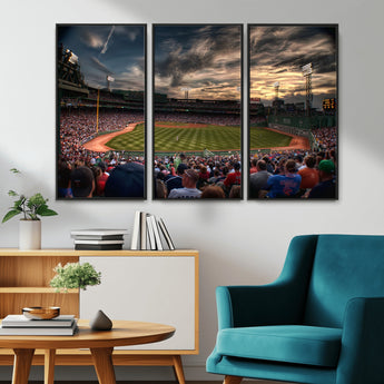 53432-MGV-CV-36X24-Fenway Park Stadium Wall Art Canvas Print, Framed Boston Baseball Stadium Art Picture Print, Massachusetts Fenway Park Perfect