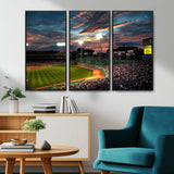 66781-MGV-CV-36X24-Baseball Stadium Wall Art – Canvas Print Evening Game Field Packed Crowd Sunset Sky Sports Photography, Dynamic Decor for Game