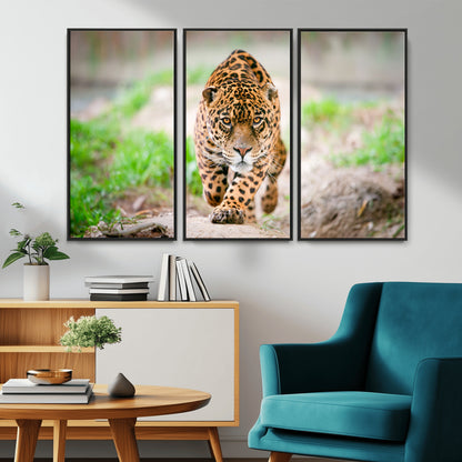 75066-MGV-CV-36X24-Leopard Wall Art Canvas Print, Framed Wild Animal Art Picture Print, Blue Eye Leopard Perfect Wild Minimal Decor Artwork
