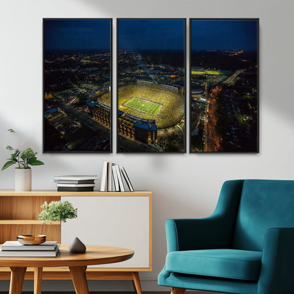 52519-MGV-CV-36X24-Michigan Football Stadium Wall Art Canvas Print, Framed Michigan Stadium Art Picture Print, Michigan Wolverines Field Perfect