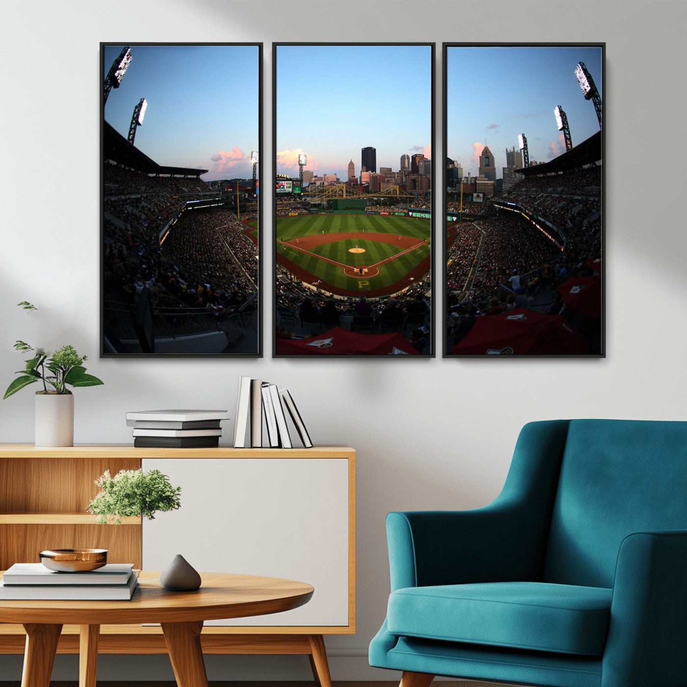 67670-MGV-CV-36X24-PNC Park Stadium Wall Art Canvas Print, Framed Pittsburgh Pirates Stadium Art Picture Print, PNC Park Field Perfect Sport Room