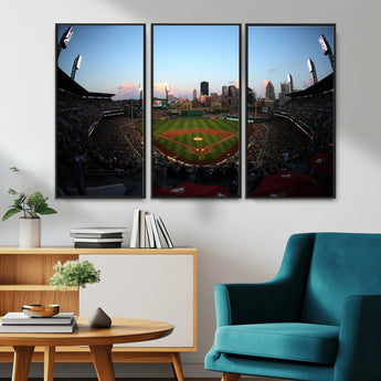67670-MGV-CV-36X24-PNC Park Stadium Wall Art Canvas Print, Framed Pittsburgh Pirates Stadium Art Picture Print, PNC Park Field Perfect Sport Room