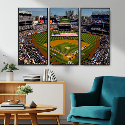 20879-MGV-CV-36X24-Yankee Stadium Wall Art Canvas Print, Framed New York Stadium Art Picture Print, Yankee Field Perfect Sport Room Decor Artwork