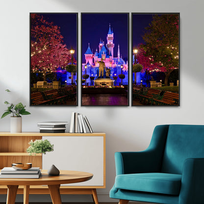 79435-MGV-CV-36X24-Disney Castle Wall Art Canvas Print, Framed Magic Kingdom Art Picture Print, Disney World Perfect Child Room Decor Artwork