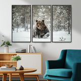 43350-MGV-CV-36X24-Wild Bear in Snow Wall Art – Majestic Wildlife Photography Print, Winter Forest Nature Decor for Cabin, Lodge, Rustic Home,