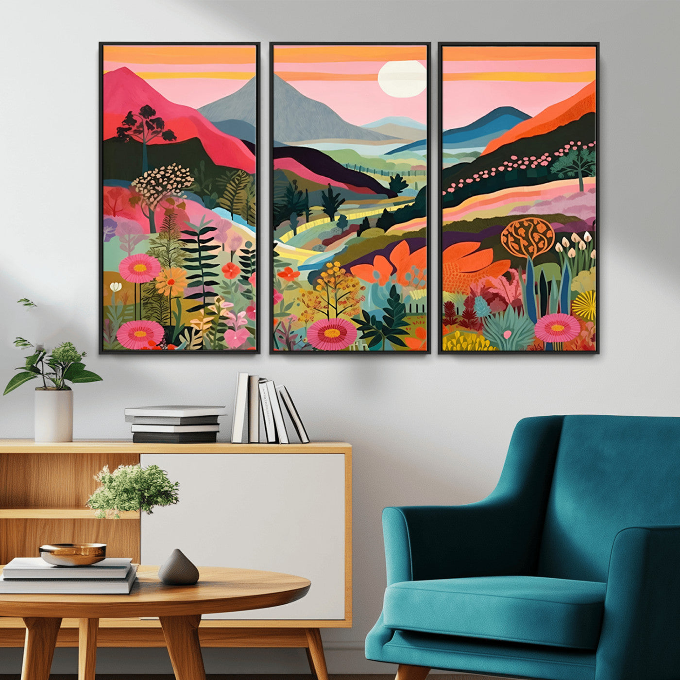 61376-MGV-CV-36X24-Floral Valley Wall Art – Panoramic Mountain Landscape Canvas Print, Vibrant Nature Decor for Living Room, Office, or Bedroom