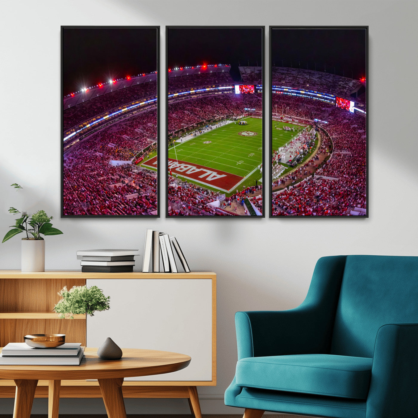 11343-MGV-CV-36X24-Bryant-Denny Stadium Wall Art – Panoramic Alabama Crimson Tide Football Field Canvas Print, Game Day Decor for Office, Man Cave or