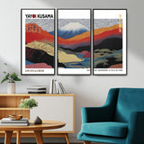 14839-MGV-CV-36X24-Yayoi Kusama Wall Art – Panoramic Mountain & River Canvas Print, Modern Abstract Japanese Landscape Decor for Living Room or