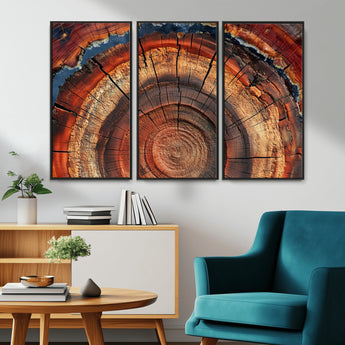 28555-MGV-CV-36X24-Tree Ring Wall Art – Rustic Wood Grain Canvas Print, Natural Texture Abstract Artwork Poster for Living Room, Bedroom, Office,