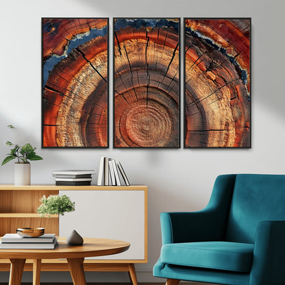 28555-MGV-CV-36X24-Tree Ring Wall Art – Rustic Wood Grain Canvas Print, Natural Texture Abstract Artwork Poster for Living Room, Bedroom, Office,
