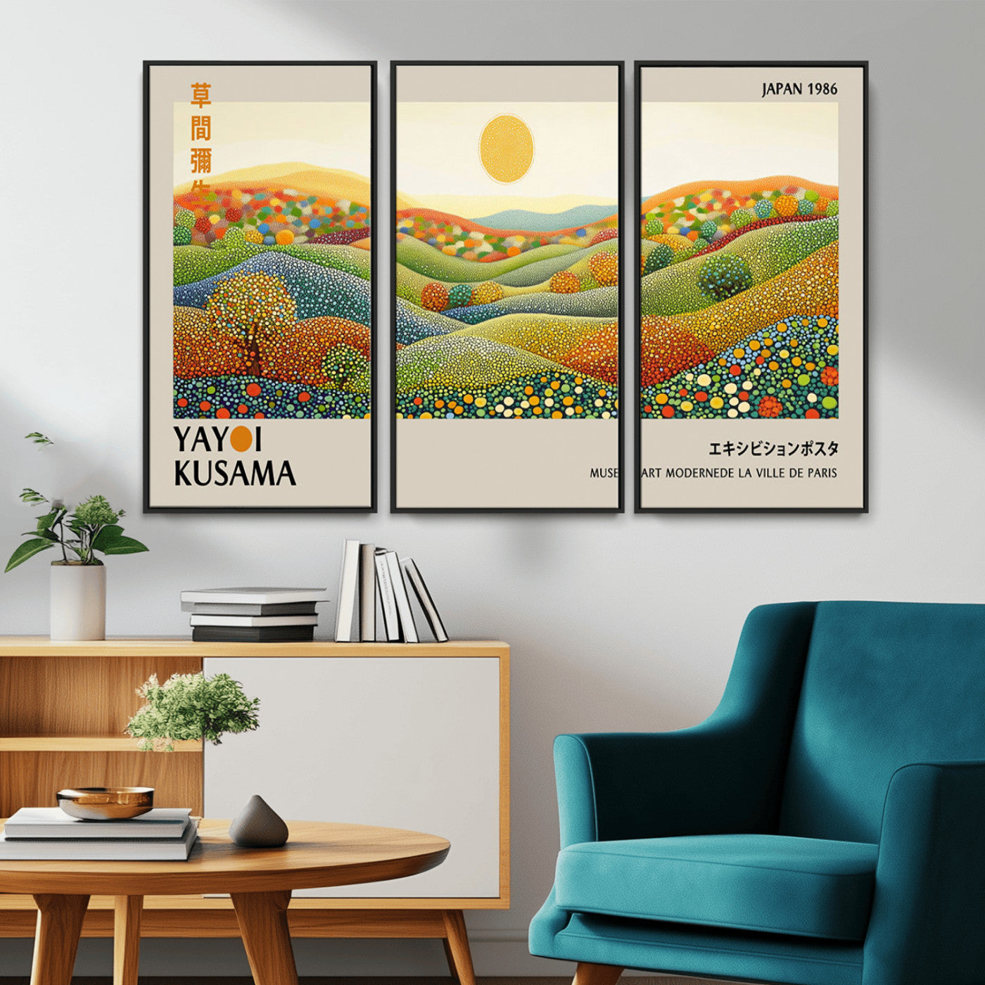 33864-MGV-CV-36X24-Pointillism Yayoi Wall Art Canvas Print, Framed Yayoi Kusama Art Picture Print, Yayoi Kusama Dot Perfect Abstract Nature Decor