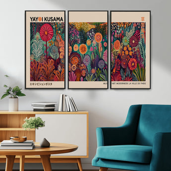51280-MGV-CV-36X24-Abstract Yayoi Kusama Wall Art Canvas Print, Framed Japanese Wabi Sabi Art Picture Print, Yayoi Kusama Perfect Abstract Modern