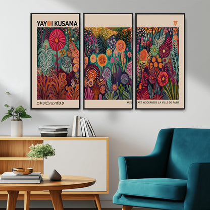 51280-MGV-CV-36X24-Abstract Yayoi Kusama Wall Art Canvas Print, Framed Japanese Wabi Sabi Art Picture Print, Yayoi Kusama Perfect Abstract Modern