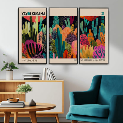 45711-MGV-CV-36X24-Yayoi Kusama Wall Art Canvas Print, Framed Abstract Yayoi Kusama Art Picture Print, Japanese Wabi Sabi Perfect Modern Abstract