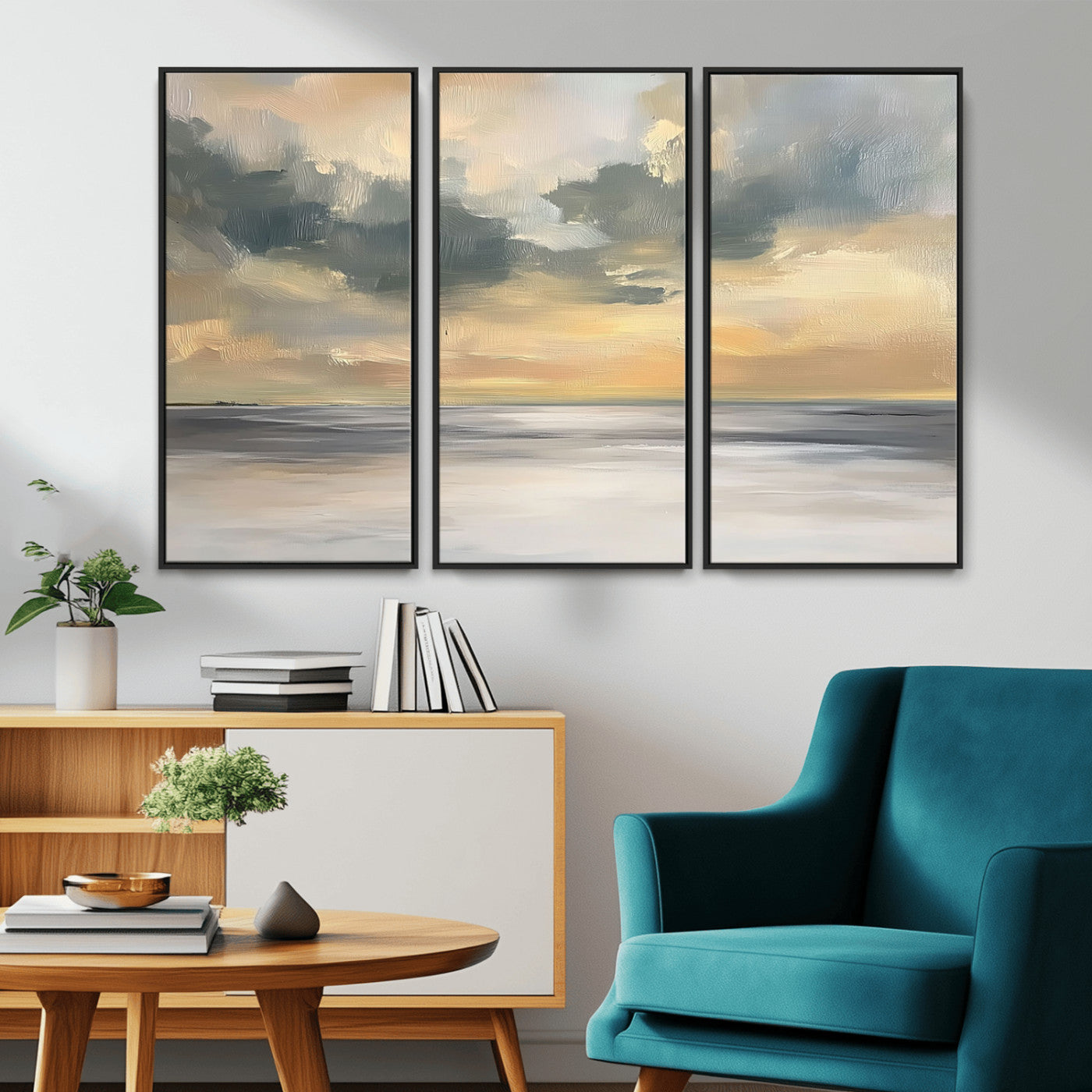 45544-MGV-CV-36X24-Ocean Sunset Wall Art – Serene Seascape Canvas Print with Golden Sky and Calm Water, Coastal Beach Artwork for Living Room,