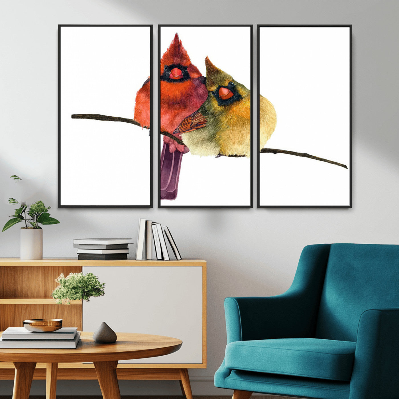 67752-MGV-CV-36X24-Cardinal Couple Wall Art – Male and Female Cardinal Canvas Print, Romantic Bird Artwork for Nature Lovers, Living Room, Bedroom,