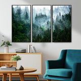 17393683-MGV-CV-36X24-Misty Forest Art Wall Art Canvas Print, Framed Foggy Mountain Art Art Picture Print, Scenic Wall Print Perfect Decor Artwork