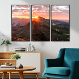 50957419-MGV-CV-36X24-Mountain Sunrise Wall Art Canvas Print, Framed Alpine Ridge Art Picture Print, Mountain Range Perfect Vibrant Rustic Decor Artwork