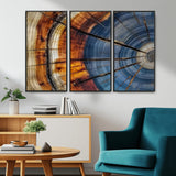 96890915-MGV-CV-36X24-Abstract Tree Ring Wall Art – Rustic Nature Canvas Print with Wood Grain Texture, Modern Earth Tone Artwork for Office, Living