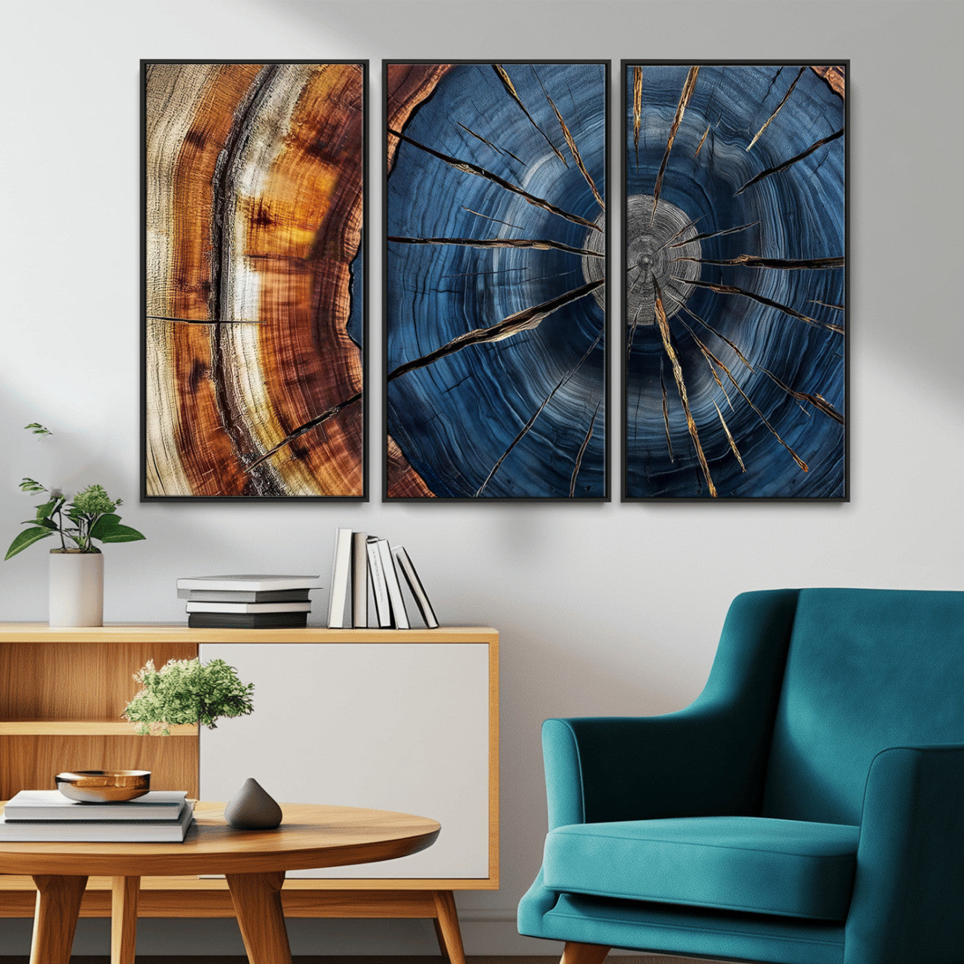 45268471-MGV-CV-36X24-Rustic Tree Ring Wall Art – Natural Wood Texture Canvas Print, Abstract Tree Stump Farmhouse Decor for Log Cabin, Wooden House or