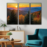 36964931-MGV-CV-36X24-Autumn Mountains Wall Art Canvas Print, Framed Sunset Glow Forest Art Picture Print, Golden Trees Perfect Vibrant Nature Decor