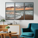 40632752-MGV-CV-36X24-Ocean Sunset Wall Art Canvas Print, Framed Beach Waves Art Picture Print, Coastal Scene Perfect Coastal Decor Artwork