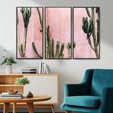 93119502-MGV-CV-36X24-Tall Cactus Wall Art Canvas Print, Framed Pink Wall Art Picture Print, Cactus Lines Perfect Modern Desert Decor Artwork