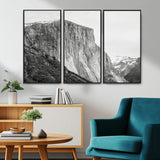 39393420-MGV-CV-36X24-El Capitan Wall Art Canvas Print, Framed Yosemite Cliff Art Picture Print, Monochrome Mountain Perfect Monochrome Sierra Decor