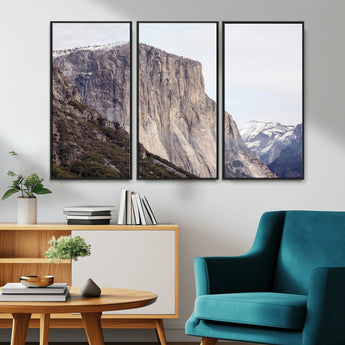 74506434-MGV-CV-36X24-El Capitan Wall Art Canvas Print, Framed Yosemite Cliff Art Picture Print, Sierra Nevada Perfect Sierra Minimalism Decor Artwork