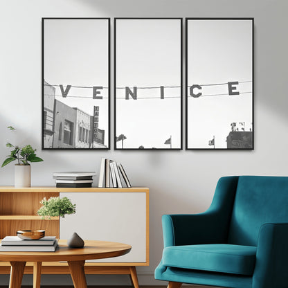 68254589-MGV-CV-36X24-Venice Sign Wall Art Canvas Print, Framed Venice Letters Art Picture Print, Los Angeles Perfect Minimalist Urban Decor Artwork