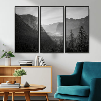 39278955-MGV-CV-36X24-Yosemite Valley Wall Art Canvas Print, Framed El Capitan Art Picture Print, Misty Mountain Perfect Modern Rustic Decor Artwork