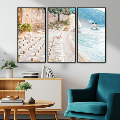 84816639-MGV-CV-36X24-Mediterranean Beach Wall Art Canvas Print, Framed Airy Coastal Art Picture Print, Summer Shore Perfect Coastal Retreat Decor