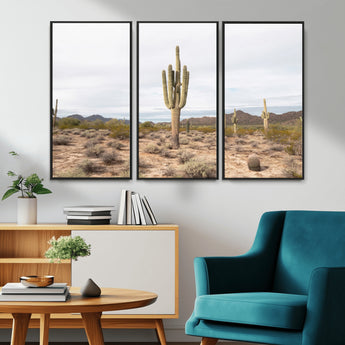 96147924-MGV-CV-36X24-Saguaro Cactus Wall Art Canvas Print, Framed Desert Cactus Art Picture Print, Earthy Desert Perfect Southwestern Boho Decor