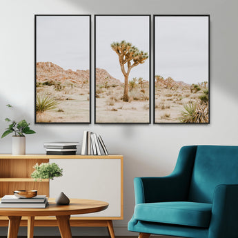 67109959-MGV-CV-36X24-Joshua Tree Wall Art Canvas Print, Framed Neutral Desert Art Picture Print, Earthy Landscape Perfect Neutral Boho Decor Artwork