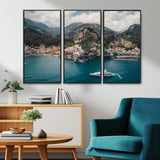 20321590-MGV-CV-36X24-Amalfi Coast Wall Art Canvas Print, Framed Italy Travel Art Picture Print, Mediterranean Landscape Perfect Mediterranean Coastal