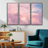 22874890-MGV-CV-36X24-Pastel Sky Wall Art Canvas Print, Framed Dreamy Cloudscape Art Picture Print, Sunset Glow Perfect Minimalist Serenity Decor