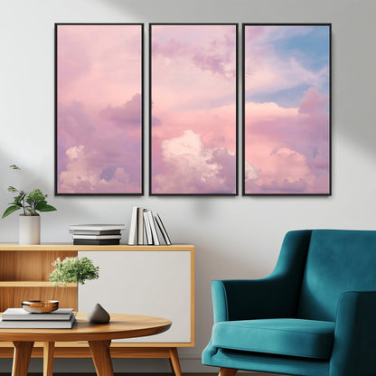 22874890-MGV-CV-36X24-Pastel Sky Wall Art Canvas Print, Framed Dreamy Cloudscape Art Picture Print, Sunset Glow Perfect Minimalist Serenity Decor