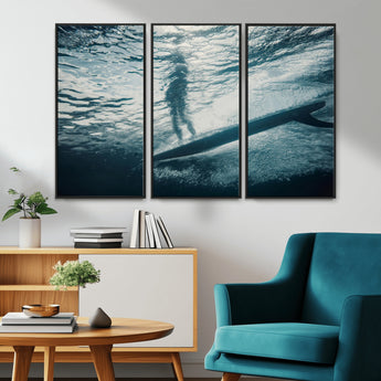 71192524-MGV-CV-36X24-Submerged Surf Wall Art Canvas Print, Framed Underwater Perspective Art Picture Print, Ocean Surf Perfect Coastal Adventure Decor