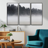 59703275-MGV-CV-36X24-Surfer in Fog Wall Art Canvas Print, Framed Foggy Beach Art Picture Print, Coastal Surf Perfect Moody Coastal Decor Artwork