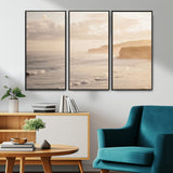 57669769-MGV-CV-36X24-Misty Coastal Wall Art Canvas Print, Framed Golden Sunset Art Picture Print, Serene Shoreline Perfect Tranquil Coastal Decor