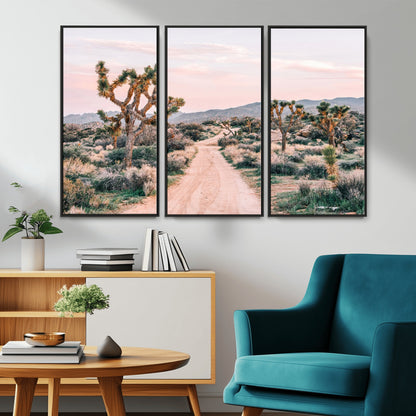12540952-MGV-CV-36X24-Joshua Tree Park Wall Art Canvas Print, Framed Desert Road Art Picture Print, Sunset Drive Perfect Southwestern Boho Decor Artwork