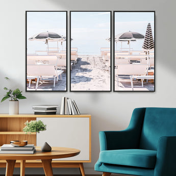 67623952-MGV-CV-36X24-Minimalist Beach Wall Art Canvas Print, Framed Pastel Sand Art Picture Print, Beach Aesthetic Perfect Coastal Minimalist Decor